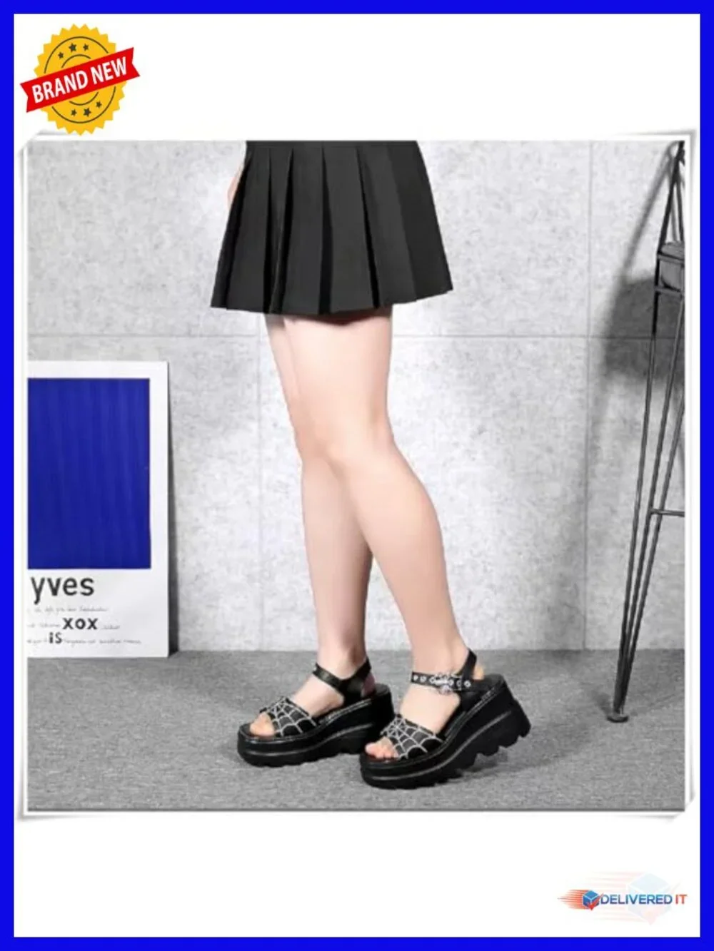 Wedge Sandals Platform Sandals with Metallic Spider Buckles